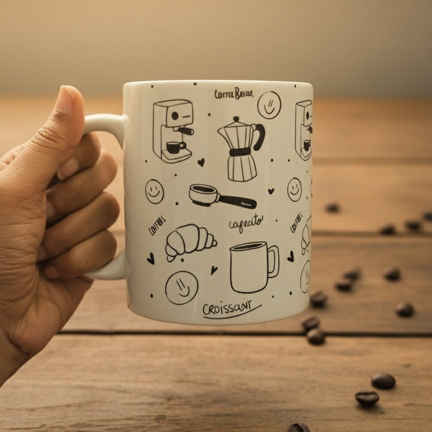 Café Mug – Inspired by Fresh Croissants & Morning Coffee Vibes | #CM01