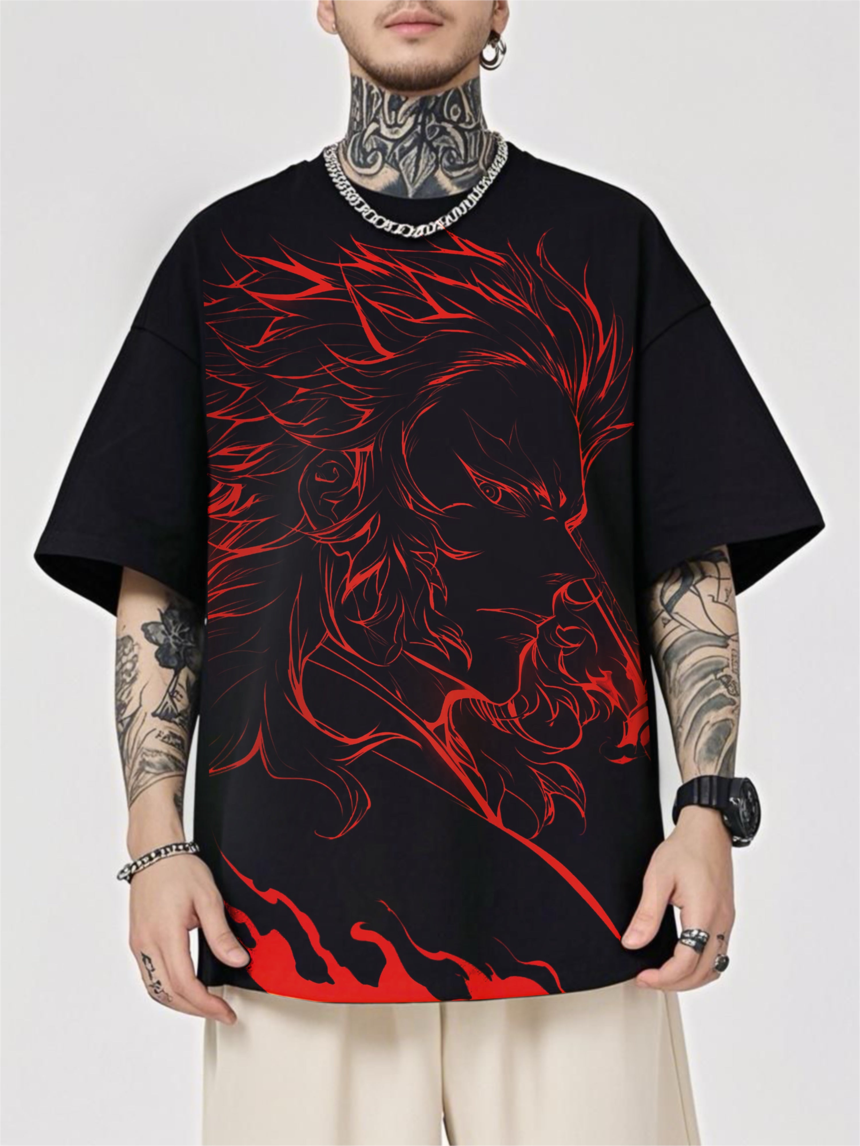 Kyojuro Rengoku | Demon slayer | Black printed T-shirt | 220 GSM cotton fabric